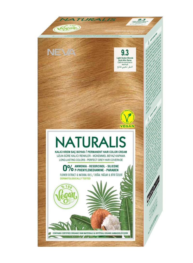 NEVA Naturalis Permanent Hair Color, Vegan,100% Gray Coverage, Organic, No Harmful Chemicals, Ammonia Free, Long-Lasting- LIGHT GOLDEN BLONDE - 9.3 - Image 1