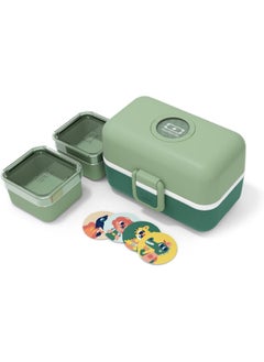 monbento monbento - Kids Lunch Box MB Tresor Green Forest - Cute Bento Box with 3 Compartments - Ideal for Lunches or Snacks at School/Park - BPA Free - Food Grade Safe - Green  - Image 1