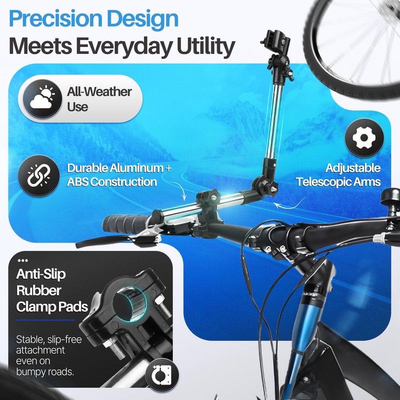 Flexzion Bicycle Umbrella Mount Holder â€“ Adjustable Swivel Connector Stand with 2-Section Tube Handle â€“ Umbrella Round Handlebar for Bike Stroller Attachment, Wheelchair Holder, Golf Cart, Beach Chair - Image 3