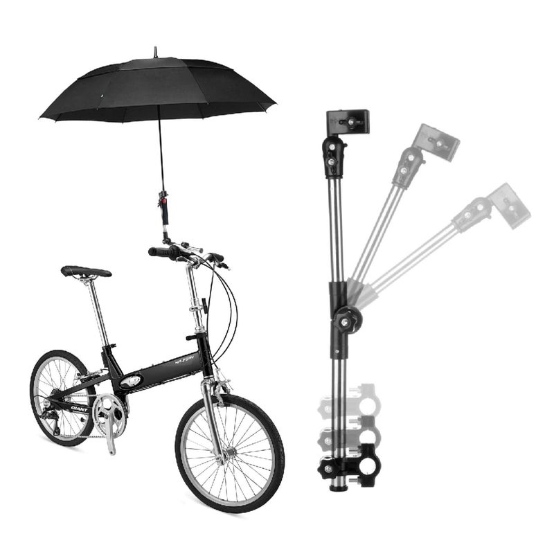 Flexzion Bicycle Umbrella Mount Holder â€“ Adjustable Swivel Connector Stand with 2-Section Tube Handle â€“ Umbrella Round Handlebar for Bike Stroller Attachment, Wheelchair Holder, Golf Cart, Beach Chair - Image 1