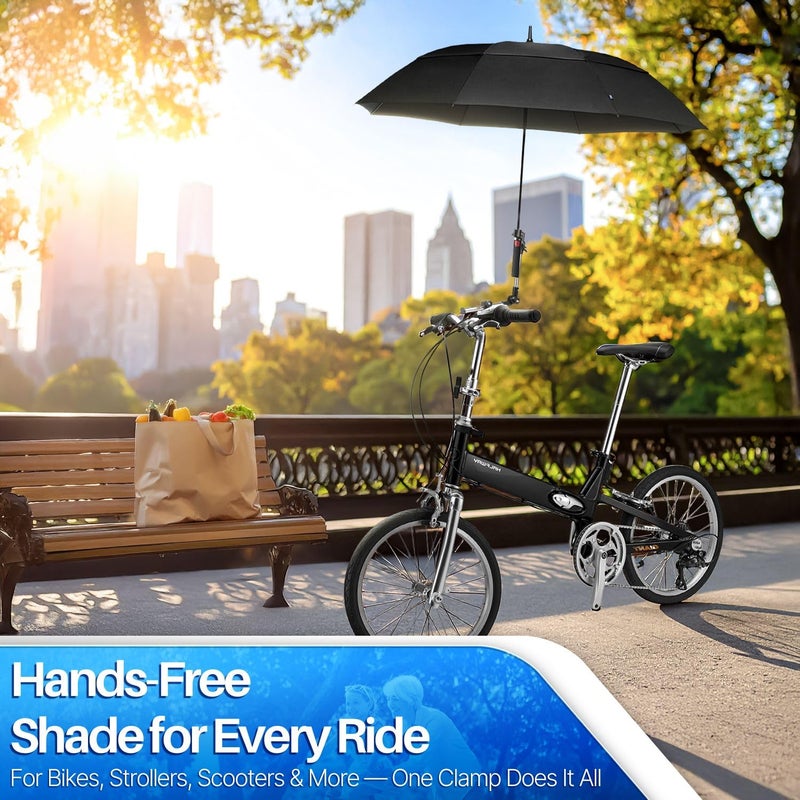 Flexzion Bicycle Umbrella Mount Holder â€“ Adjustable Swivel Connector Stand with 2-Section Tube Handle â€“ Umbrella Round Handlebar for Bike Stroller Attachment, Wheelchair Holder, Golf Cart, Beach Chair - Image 2