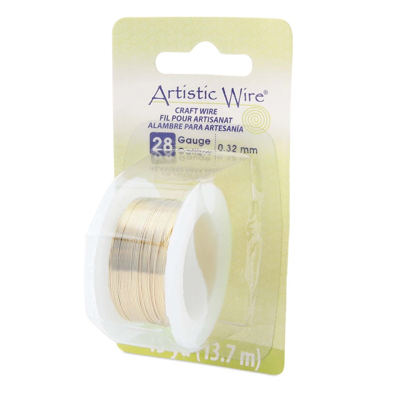 Artistic Wire 28 Gauge Tarnish Resistant Brass Craft Jewelry Wrapping Wire, Gold Color, 15 yd - Image 1
