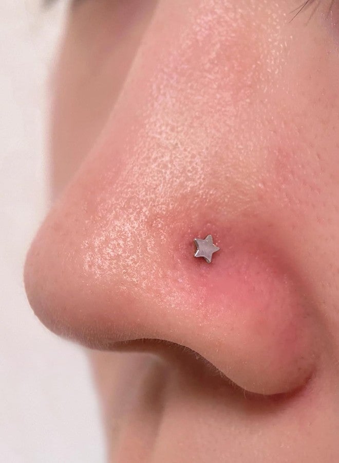 Cisyozi 20G Threadless Flat Back Nose Rings Stud Piercing Jewelry Women Stainless Surgical Steel Push in Nose Stud Tragus Helix Cartilage Conch Earring Lip Labret Monroe Medusa Ring Piercings Men - Image 5