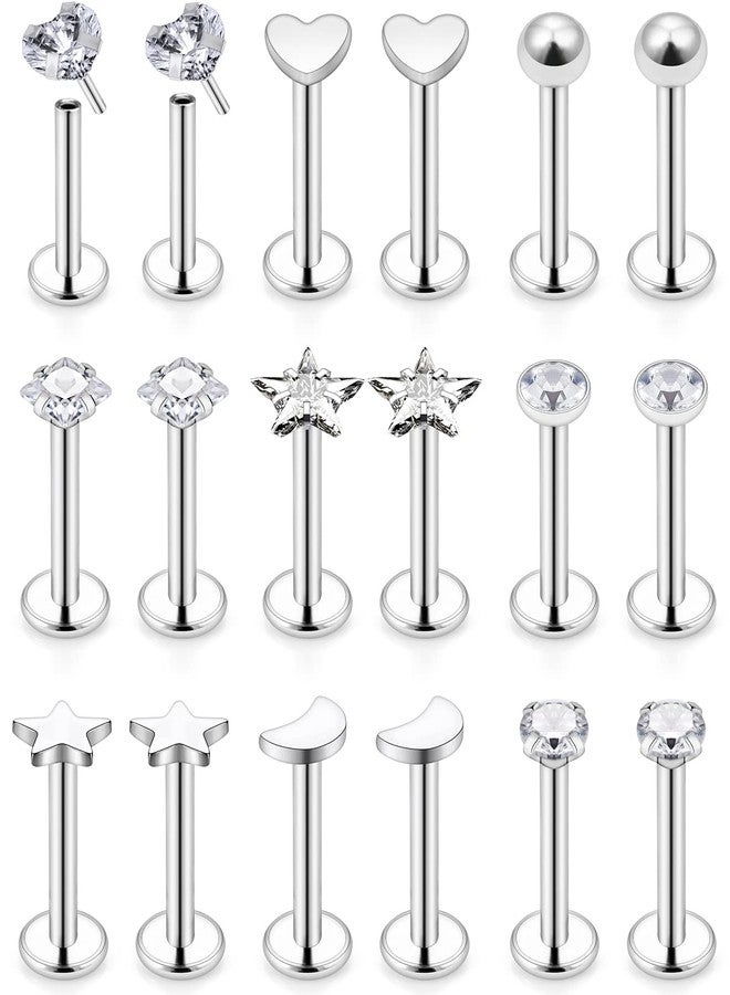 Cisyozi 20G Threadless Flat Back Nose Rings Stud Piercing Jewelry Women Stainless Surgical Steel Push in Nose Stud Tragus Helix Cartilage Conch Earring Lip Labret Monroe Medusa Ring Piercings Men - Image 1