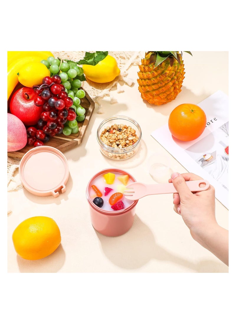 Overnight Oats Containers, with Lids, Plastic Salad Yogurt Parfait Cups, with Lids and Sporks, Take and Go, Yogurt Container with Topping Cereal Cup, Reusable Overnight Oats Jars (4 Pack 26.72 oz )