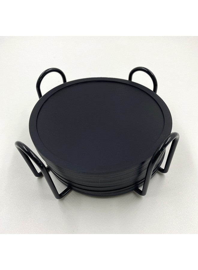 Round Coaster Silicone Coaster Simple With Anti-overflow Ring Coaster Mat Food Grade Non-slip Heat Insulation Tea Coaster Mat Coffee Mat-Color:12 Pieces + Storage Rack Opp Bag-Specifications:10*10*0.3cm  - Image 1