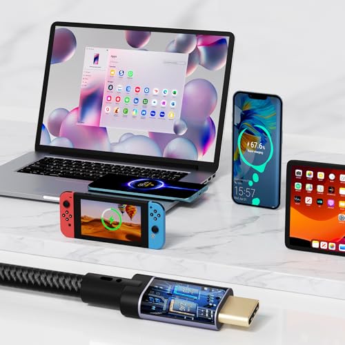 Henrety USB C Cable, USB4 Cable 240W Fast Charging, 40Gbps Data Transfer, 8K Video, Thunderbolt 4/3 Compatible, USB-C for iPhone 16, iPad, MacBook, Galaxy, Tablets & Laptops (1.64Ft) - Image 5