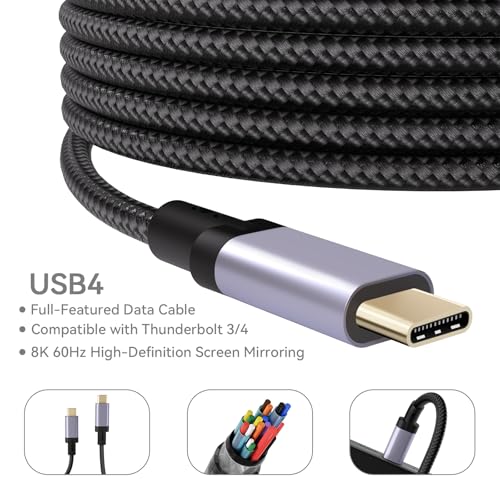 Henrety USB C Cable, USB4 Cable 240W Fast Charging, 40Gbps Data Transfer, 8K Video, Thunderbolt 4/3 Compatible, USB-C for iPhone 16, iPad, MacBook, Galaxy, Tablets & Laptops (1.64Ft) - Image 3