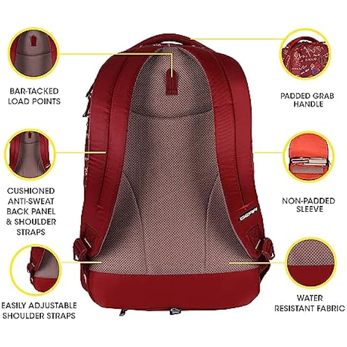 Gear Calculus 34L Large Water Resistant School Bag with Rain CoverKids BagCasual BackpackDaypackTravel BackpackCollege Bag for BoysMen Maroon - Image 3