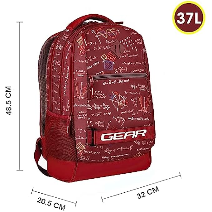 Gear Calculus 34L Large Water Resistant School Bag with Rain CoverKids BagCasual BackpackDaypackTravel BackpackCollege Bag for BoysMen Maroon - Image 4