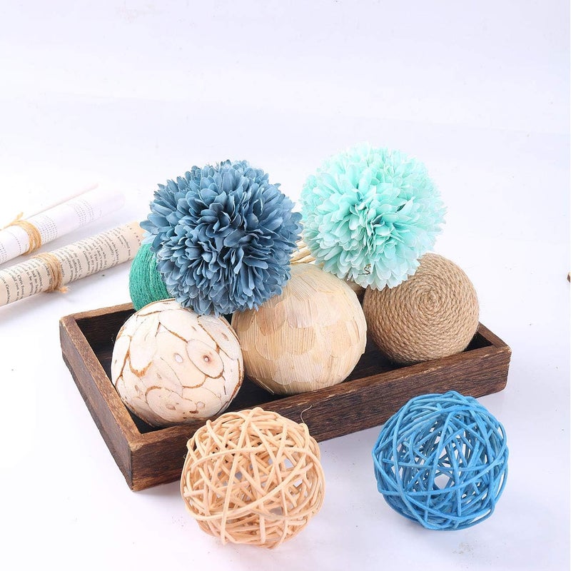 CIR OASES 9pcs 3.5Inch Fall Decorative Ball Orb Rattan Ball Rattan Woven Orbs Spherical Bowl and Vase Filler for Home Party Wedding Display Decor Props - Image 4
