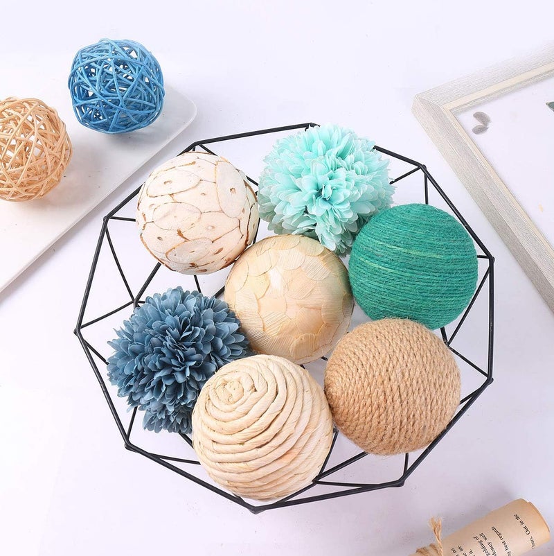 CIR OASES 9pcs 3.5Inch Fall Decorative Ball Orb Rattan Ball Rattan Woven Orbs Spherical Bowl and Vase Filler for Home Party Wedding Display Decor Props - Image 1
