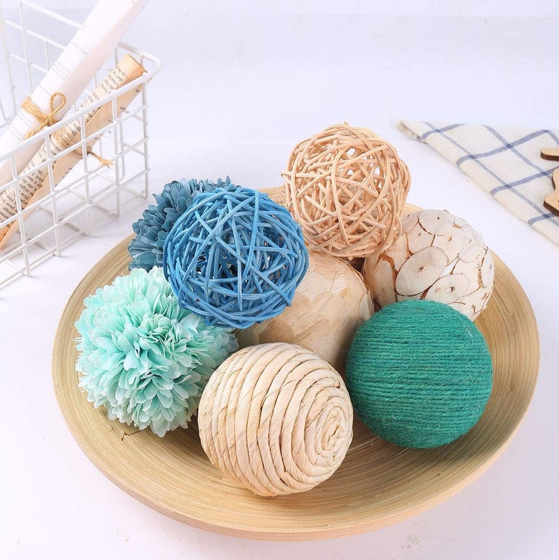 CIR OASES 9pcs 3.5Inch Fall Decorative Ball Orb Rattan Ball Rattan Woven Orbs Spherical Bowl and Vase Filler for Home Party Wedding Display Decor Props - Image 3