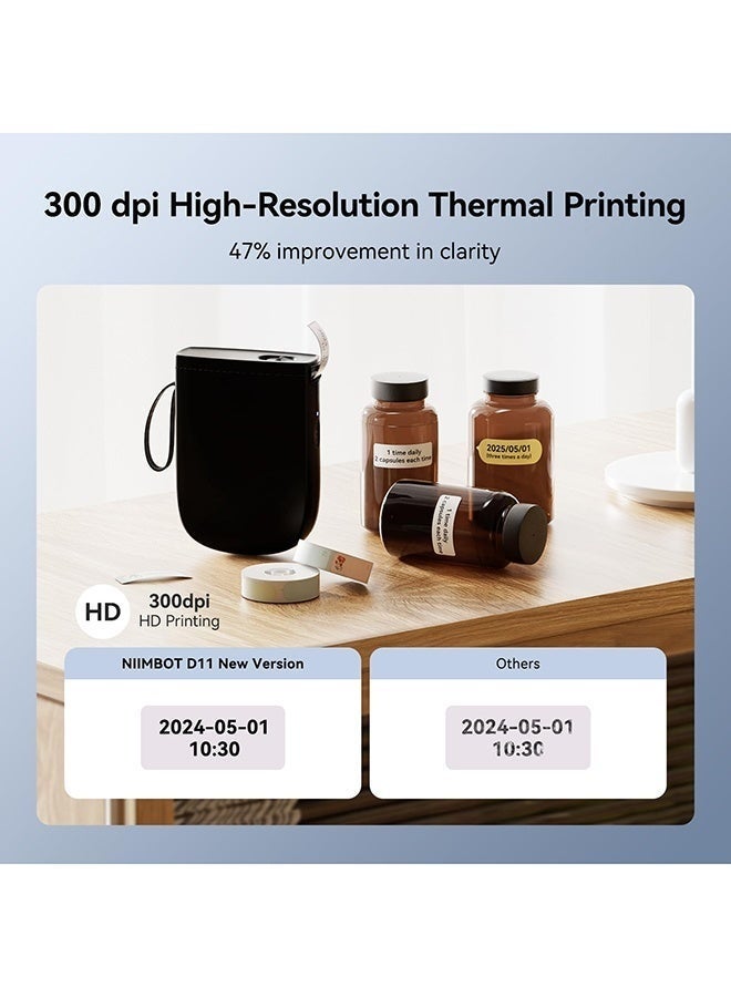 NIIMBOT D11 Portable Thermal Label Maker, Bluetooth Connection, iOS and Android Compatible, Rechargeable,1500 mAh Battery,USB-C,Clothing,Jewelery,Home,Kitchen, Barcode,Support English and Arabic - Image 4
