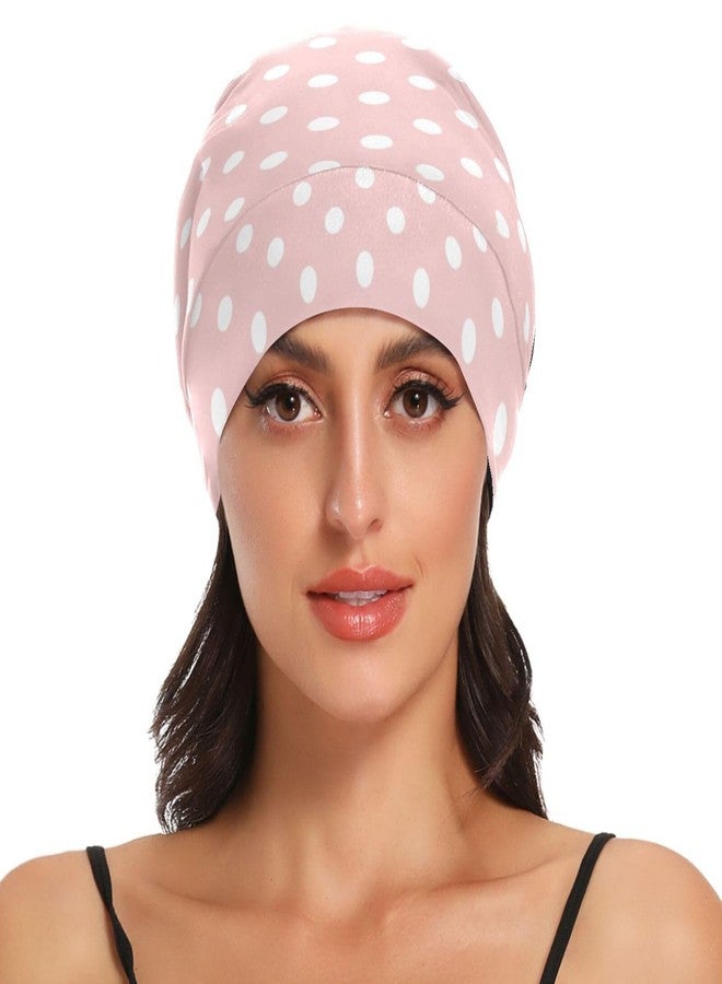 ElliTarr Satin Bonnet Wrap for Sleeping - Lined Sleep Cap for Curly Hair Women & Men - Pink Polka Dots - Image 5