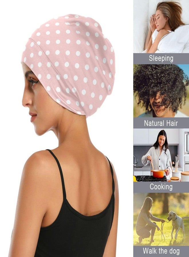 ElliTarr Satin Bonnet Wrap for Sleeping - Lined Sleep Cap for Curly Hair Women & Men - Pink Polka Dots - Image 4