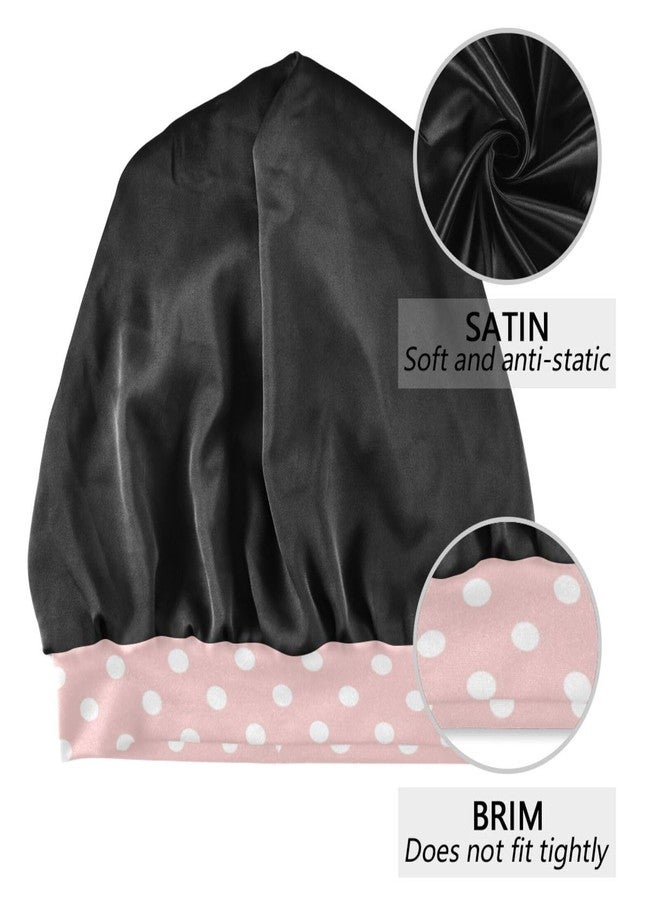 ElliTarr Satin Bonnet Wrap for Sleeping - Lined Sleep Cap for Curly Hair Women & Men - Pink Polka Dots - Image 3