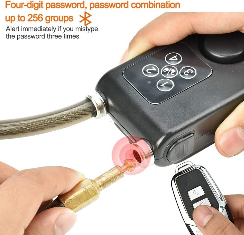 woobles Wireless Remote Control Alarm Lock with 115dB Alarm, Anti-Theft Security Waterproof 4-Digit Password Long Steel Chain Bike Motorcycle Lock - Image 4