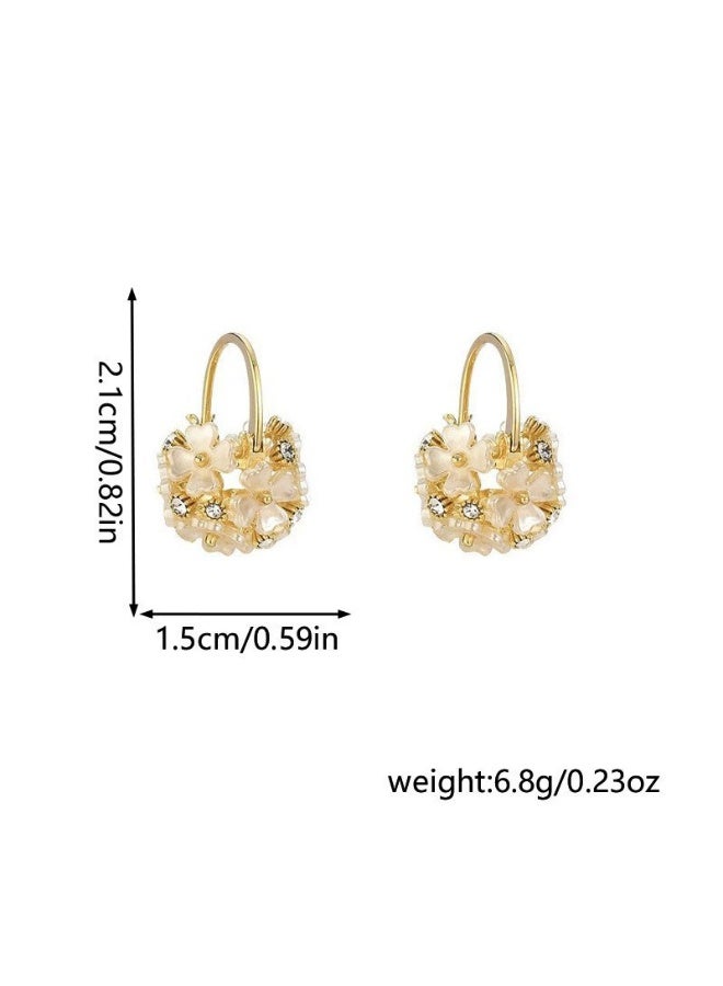جلوسكي 925 Sterling Silver Shell Flower Ball Earrings – Elegant Small Luxury Design, Trendy INS Style Floral Studs, Hypoallergenic Daily Wear - Image 5