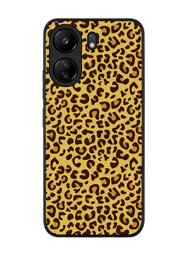 Stylizedd Rugged Black Edge Case for Xiaomi Redmi 13C 4G, Slim fit Soft Case Flexible Rubber Edges Anti Drop TPU Gel Thin Cover - Leopard Skin Print - Image 1