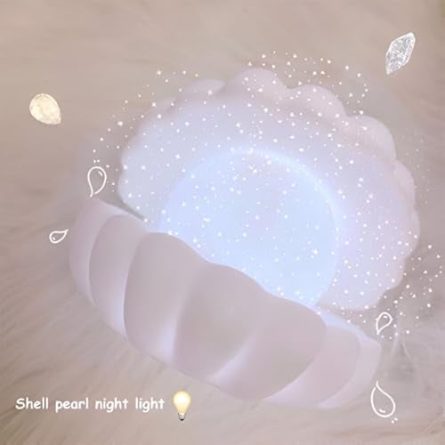 MeeTo Beach Themed Pearl Shell Lamp, Bedside LED Ocean Nightlight Mermaid Fairy Clamshell Portable Lights for Bar, Home Decoration, Birthday, Christmas Gift, Desk Ornament, Random Color, Pc1 - Image 3
