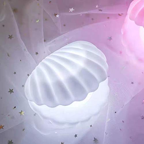 MeeTo Beach Themed Pearl Shell Lamp, Bedside LED Ocean Nightlight Mermaid Fairy Clamshell Portable Lights for Bar, Home Decoration, Birthday, Christmas Gift, Desk Ornament, Random Color, Pc1 - Image 4