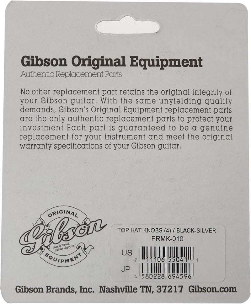 GIBSON مقابض جيبسون جير PRMK-010 على طراز القبعة العلوية - أسود/فضي (مجموعة من 4) - Image 3