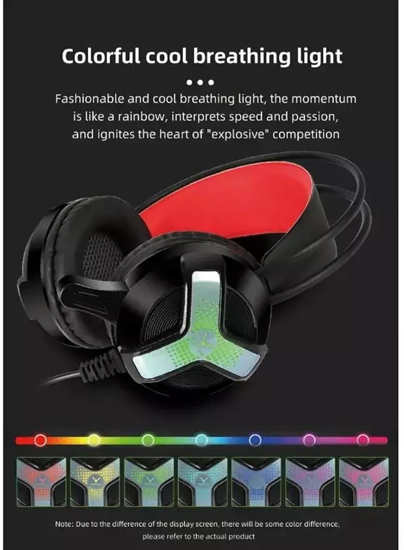 GH31 Gaming Headset – 7.1 Surround Sound Wired Headphones with Microphone, Heavy Bass, Noise Isolation, Telescopic Adjustable Design, LED Light, FPS Compatible PC Gaming Headset for Gamers - Image 2