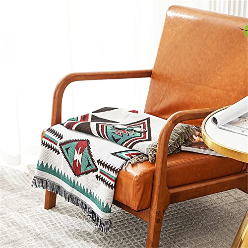 Homesy Aztec Throw Blankets Navajo Southwestern Throws Cover Reversible Green Boho Southwest Blanket for Couch Chair Sofa Bed Home Outdoor Beach Car Tent Travel Camping 51"x63" - Image 4