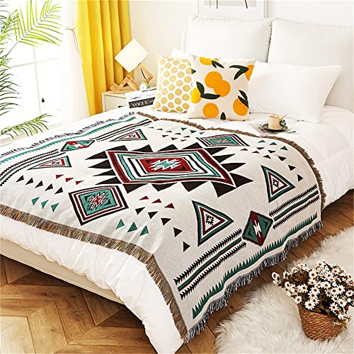 Homesy Aztec Throw Blankets Navajo Southwestern Throws Cover Reversible Green Boho Southwest Blanket for Couch Chair Sofa Bed Home Outdoor Beach Car Tent Travel Camping 51"x63" - Image 3