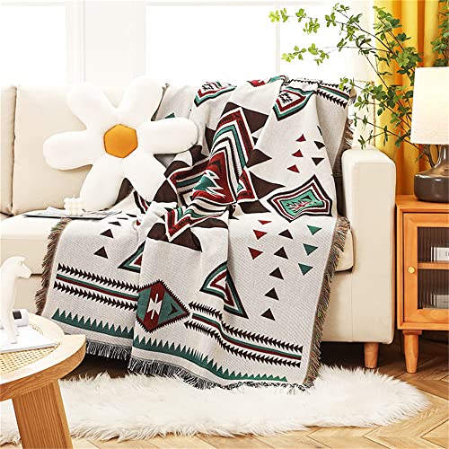Homesy Aztec Throw Blankets Navajo Southwestern Throws Cover Reversible Green Boho Southwest Blanket for Couch Chair Sofa Bed Home Outdoor Beach Car Tent Travel Camping 51"x63" - Image 5