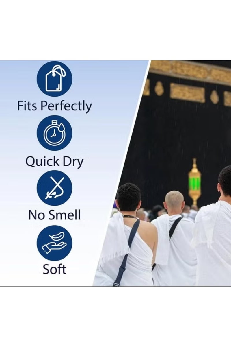 ريبنيو لباس احرام منشفة إحرام - منشفة رجالية إسلامية من قطعتين - منشفة إحرام ناعمة - منشفة إحرام ماصة - منشفة حج صحية - مناشف حج مريحة - مستلزمات عمرة خفيفة الوزن - بيضاء - Image 3