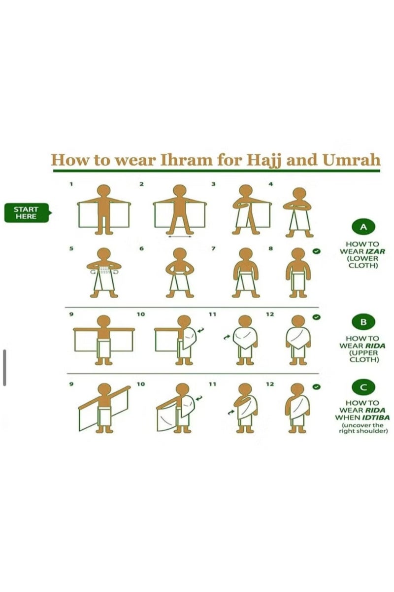 ريبنيو لباس احرام منشفة إحرام - منشفة رجالية إسلامية من قطعتين - منشفة إحرام ناعمة - منشفة إحرام ماصة - منشفة حج صحية - مناشف حج مريحة - مستلزمات عمرة خفيفة الوزن - بيضاء - Image 4