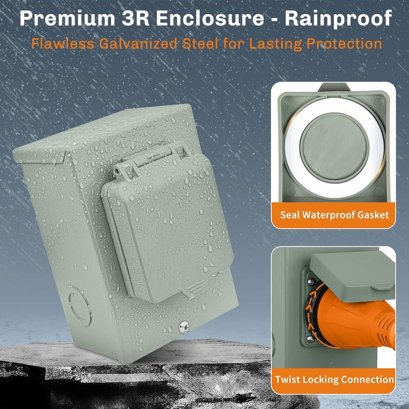 WELLUCK 30 Amp Generator Inlet Box - NEMA L14-30P Power Inlet Box for 3R 4-Prong Generator Cord, 125/250V, 7500W Weatherproof Outdoor 30a Power Inlet Box - ETL Listed, Best Partner in Emergencies - Image 4