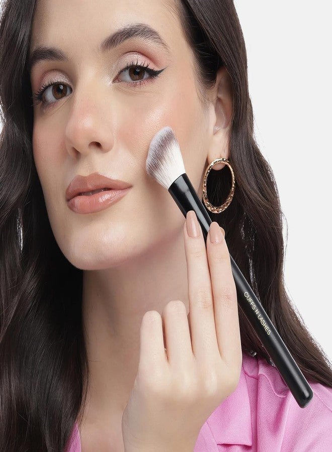 Cuffs N Lashes F012 Powder Contour Brush | High Performance Makeup Brush with Ultra-Soft Bristles | Handmade in India | Cruelty-Free &Ethical | Professional Face Sculpting &Blending Tool - Image 3