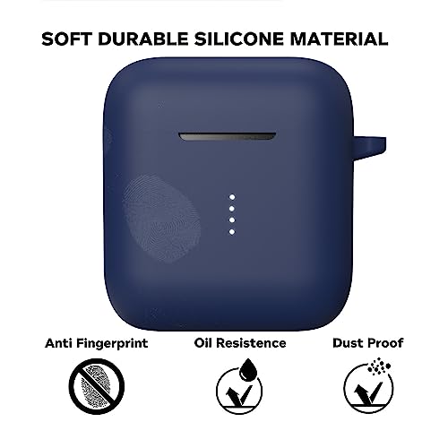 Sounce Compatible with Boat Airdopes 141, Soft Silicone Skin Case Cover Shock-Absorbing Protective Case with Keychain [Front LED Visible] – Blue - Image 5