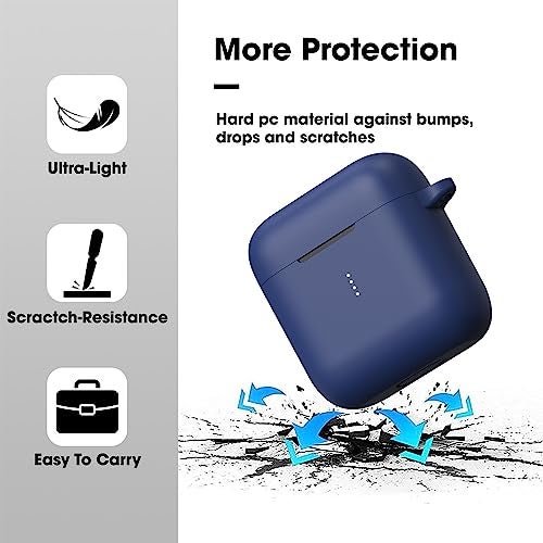 Sounce Compatible with Boat Airdopes 141, Soft Silicone Skin Case Cover Shock-Absorbing Protective Case with Keychain [Front LED Visible] – Blue - Image 3