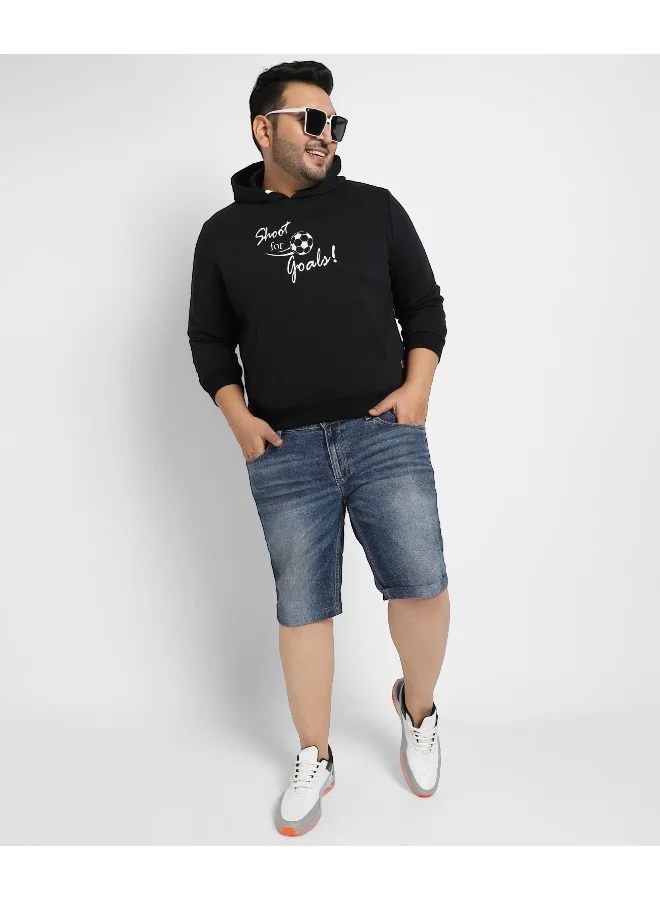 Instafab Plus Instafab Plus Men's Black Shoot For Goals Hoodie With Kangaroo Pocket