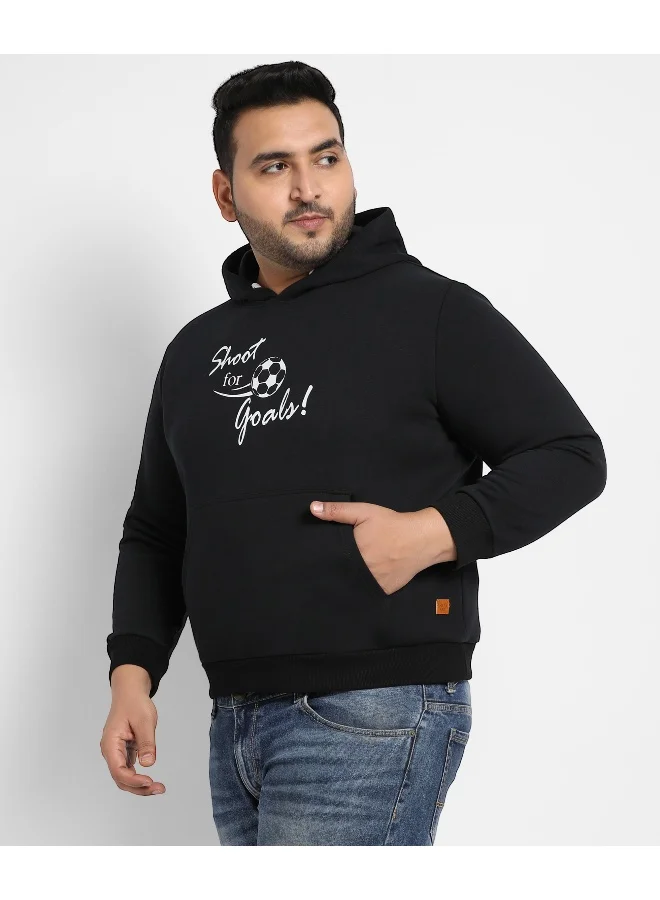 Instafab Plus Instafab Plus Men's Black Shoot For Goals Hoodie With Kangaroo Pocket
