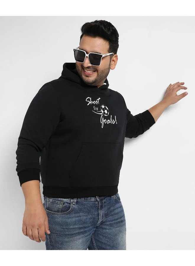 انستافاب بلس هودي رجالي أسود   بطبعة    وجيب كنغر