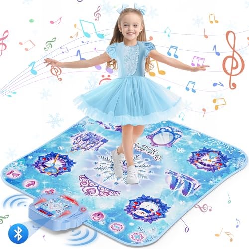 Handwell Dance Mat Toys Girl Gift 8Button Frozen Dance Pad Wireless Bluetooth Electronic Dance Game for Kids with 4 Game Modes LED Light Builtin Music Birthday Gifts for 3 4 5 6 7 8 9 10 Years Old Girls - Image 1