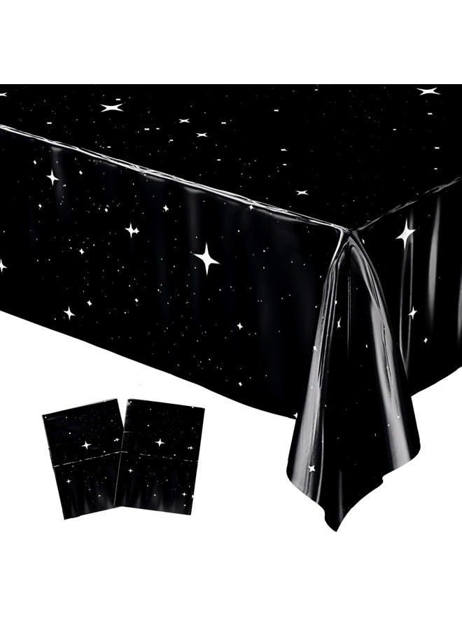 Blue Orchards Space Party Table Covers (Pack of 2) - 54"x108" XL - Space Theme Party Supplies, Stars Birthday Party, Galaxy Tablecloth Plastic, Outer Space Table Cover, Night Sky Tablecloth - Image 1