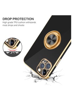 YOMNA Case Cover with 360° Ring Holder, Shock Absorption, Camera Protection, Anti-Slip, Lightweight, TPU, Slim Shockproof Kickstand Magnetic Car Mount Protective Phone Cover for 13 Pro Max (Black)  - Image 2