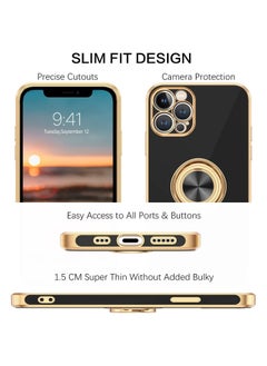YOMNA Case Cover with 360° Ring Holder, Shock Absorption, Camera Protection, Anti-Slip, Lightweight, TPU, Slim Shockproof Kickstand Magnetic Car Mount Protective Phone Cover for 13 Pro Max (Black)  - Image 3