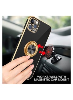 YOMNA Case Cover with 360° Ring Holder, Shock Absorption, Camera Protection, Anti-Slip, Lightweight, TPU, Slim Shockproof Kickstand Magnetic Car Mount Protective Phone Cover for 13 Pro Max (Black)  - Image 4