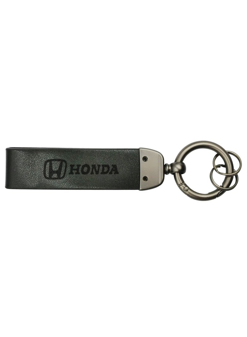 Honda HONDA Super Finish Metal Ring PU Leather Strap Keychain Home Key Chain Car Keychain  - Image 3