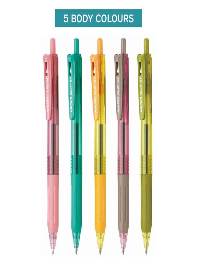 Hauser Clip In Retractable Gel Pen | Light Weight Sleek Body With Smooth Performance | Effortless Writing With Sleek Clip Design | Blue Ink, Pack Of 3 - Image 5