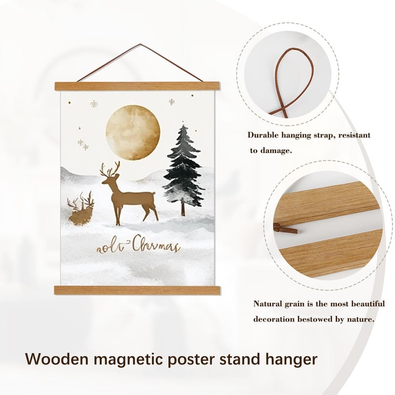 Artmag Magnetic Poster Hanger Frame, 28x22 28x40 28x29 Light Wood Wooden Magnet Canvas Artwork Print Poster Hangers Frames Hanging Kit (Teak Wood, 28") - Image 2