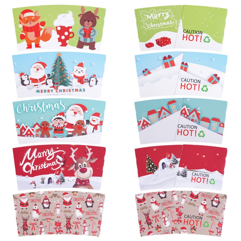 Smarimple Christmas Coffee Cup Sleeves 40 Count Hot Chocolate Cocoa Paper Cup Sleeves  Double-Layer Protective Heat Cold Drinks Insulated for Tea Cold Beverage Fits 12 oz to 20 oz Cups  5 Designs - Image 4