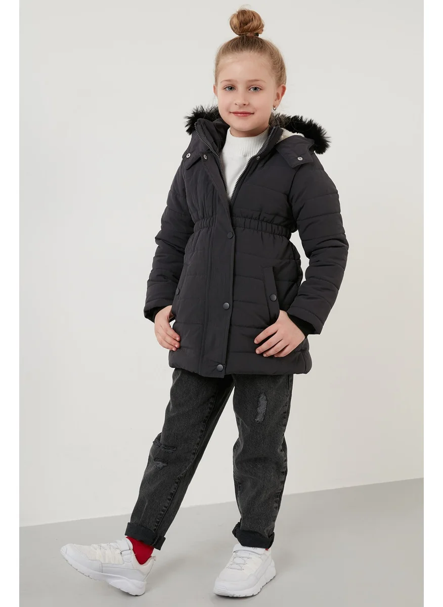 Lela Faux Fur Collar Plush Lined Hooded Coat with Pockets Girl's Coat 6035030